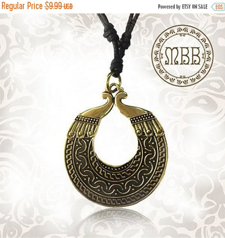 Single Brass Thai Singha Pendan, Sizet 7/8&quot; inch (22mm diameter) Adjustable Cotton Cord Necklace.