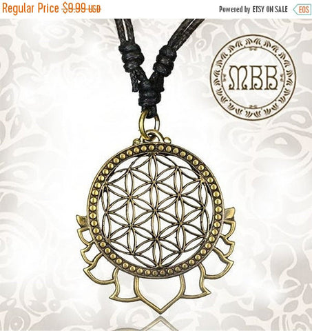 Single Big Brass Tree of Life Pendant 1&quot; 5/8 inch Amulet On Adjustable Cotton Cord Necklace.