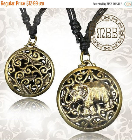 Single Brass Thai Singha Pendan, Sizet 7/8&quot; inch (22mm diameter) Adjustable Cotton Cord Necklace.