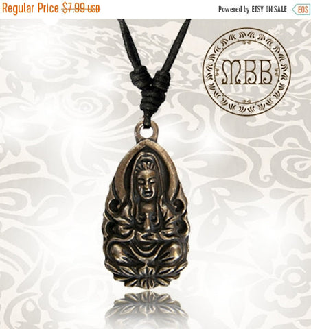 Single Tribal Brass Seated (Hindu God) Ganesh Pendant Size1&quot; 1/4 inch (30mm length), Adjustable Cotton Cord Necklace.