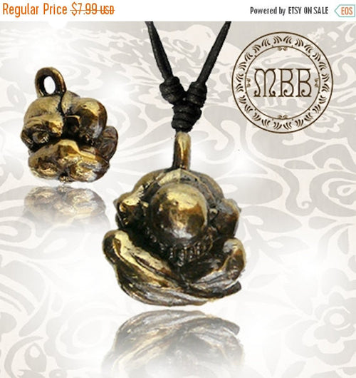 Single Tribal Brass Yogi Amulet Pendant 3/4&quot; inch (19mm diameter) On Adjustable Cotton Cord Necklace.
