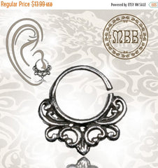 Single Silver Lotus Tragus 18g TINY (1mm) 1/4&quot; ring diameter 6mm Body Jewelry.