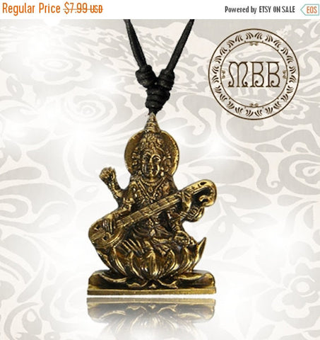 Single Tribal Brass Seated (Hindu God) Ganesh Pendant Size1&quot; 1/4 inch (30mm length), Adjustable Cotton Cord Necklace.