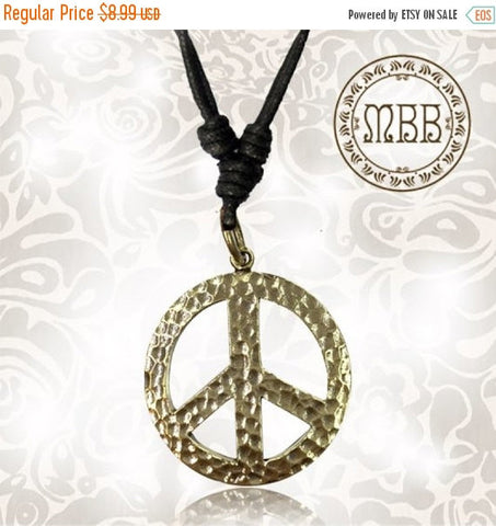 Single Big Brass Tree of Life Pendant 1&quot; 5/8 inch Amulet On Adjustable Cotton Cord Necklace.