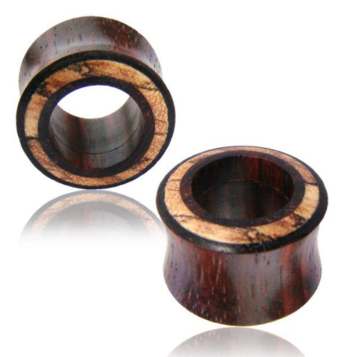 Pair of Organic Sono Wood Plugs, Double Flared Ear Tunnels, Tamarind Wood Inlay, Wood Ear Plugs, Wood Gauges, Wood Body Jewelry.