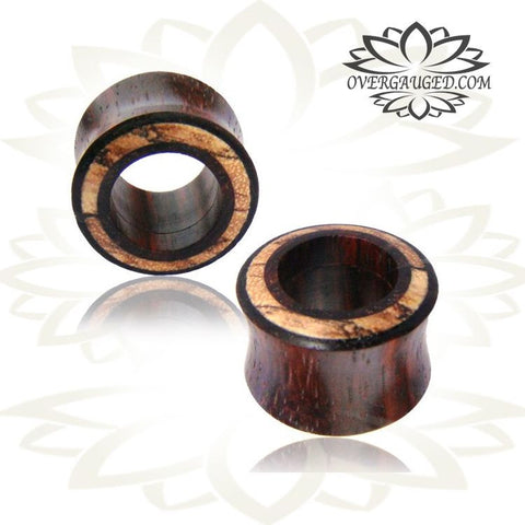 Pair of Concave Organic Pink Ivory Wood Plugs, Single Flare Ear Tunnels Plug.
